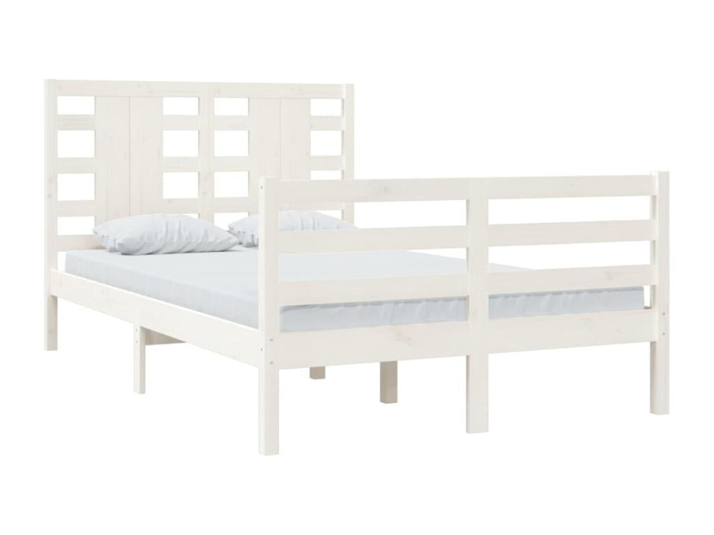 Bed frame without mattress, white, 120x200 cm, solid pine wood