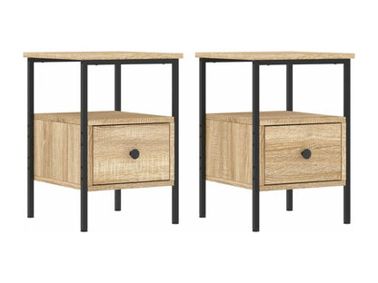 2-piece bedside tables, oak, 34x36x50 cm, engineered wood