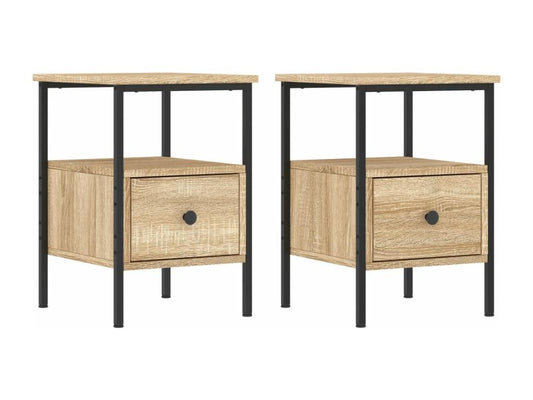2-piece bedside tables, oak, 34x36x50 cm, engineered wood