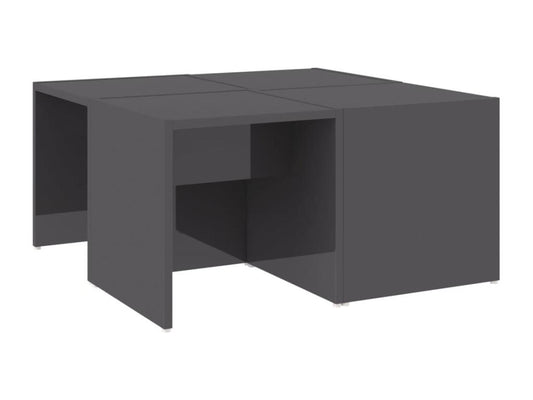 Coffee tables, 4 pcs, glossy grey, 33x33x33 cm, engineered wood