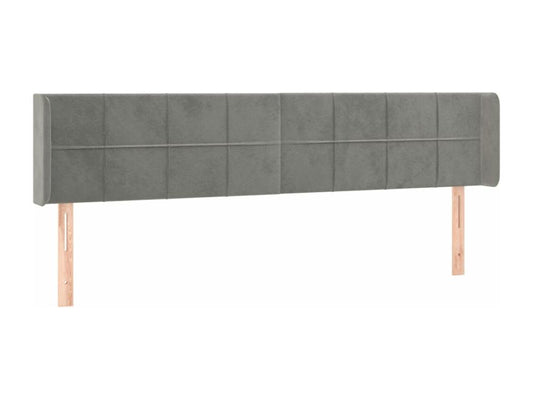 Headboard with wings, light grey, 183x16x78/88 cm, velvet