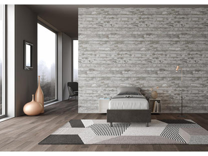 Bed frame without slatted base, upholstered, 80x190 cm, grey microfiber