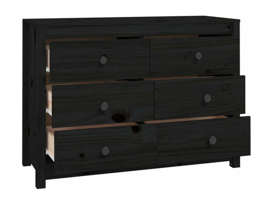 Black side cabinet 100x40x72 cm Solid pine wood