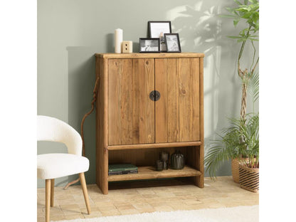 2-door sideboard with 1 niche, made of recycled pine wood