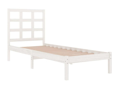 White bed frame without mattress, 100x200 cm, solid wood