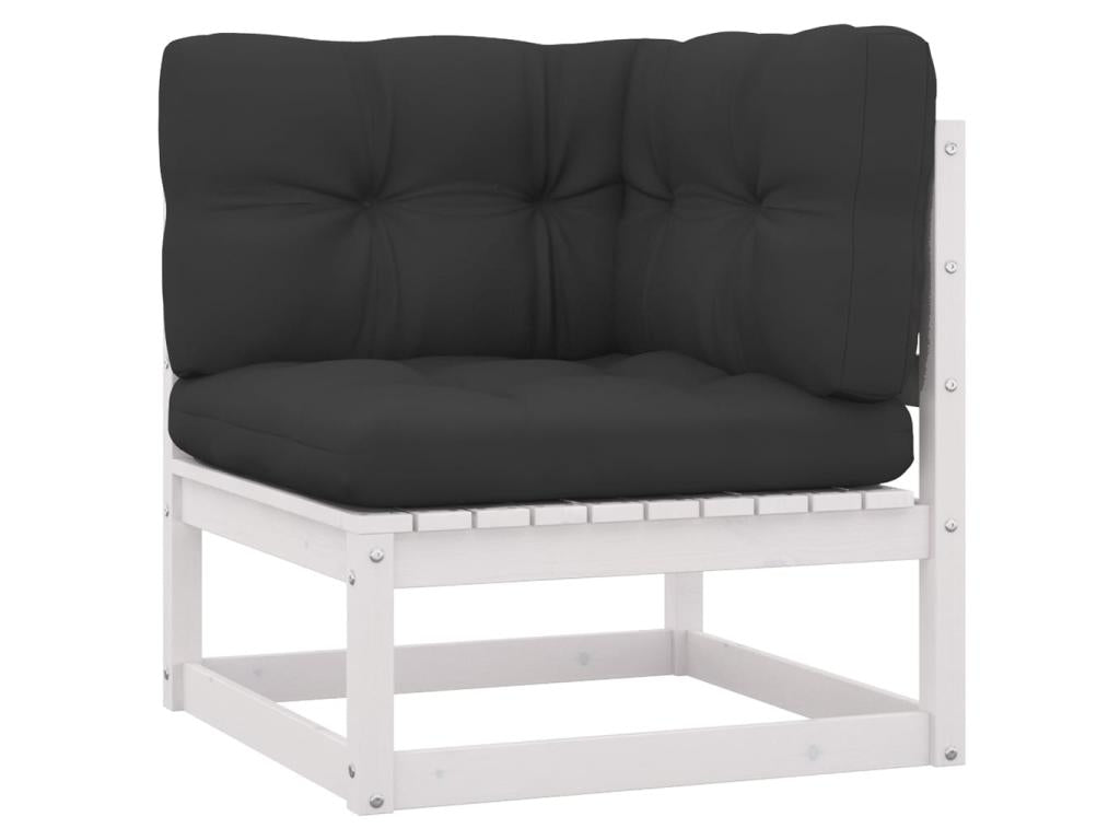 7-piece garden furniture set with cushions, white, solid pine wood