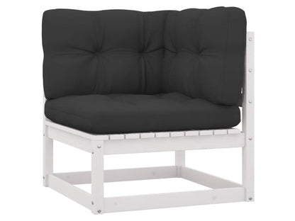 7-piece garden furniture set with cushions, white, solid pine wood