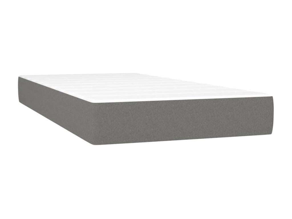 Upholstered bed base with mattress, dark grey, 90x200 cm, fabric