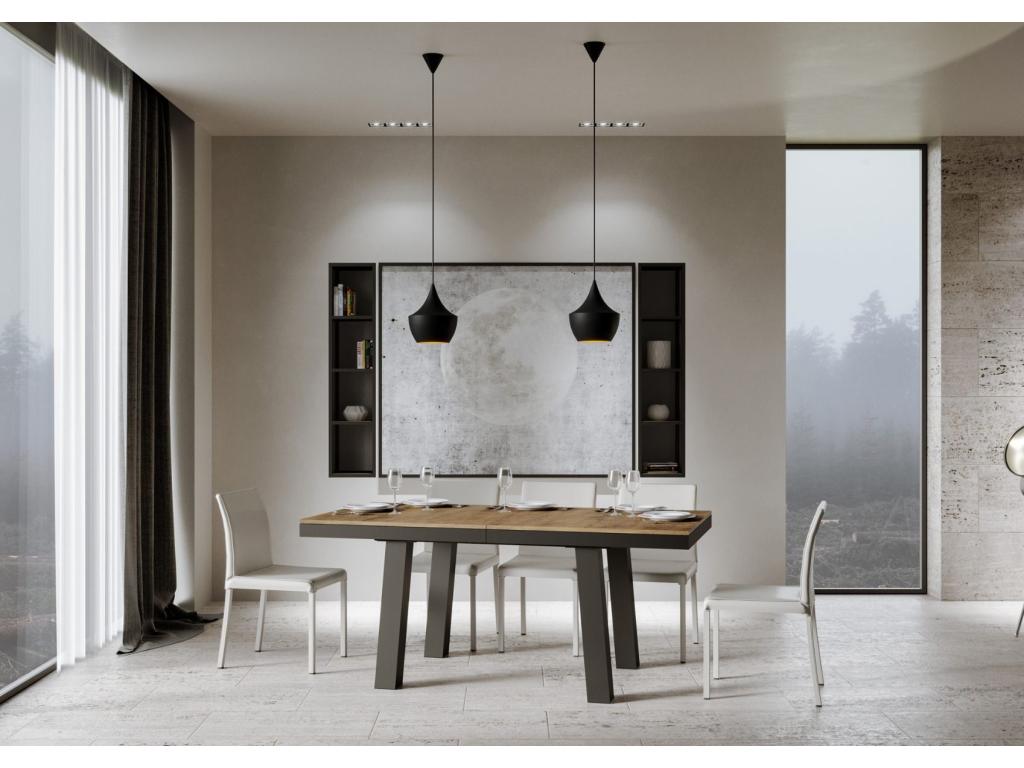 Extendable table 90x180/284 cm Walnut frame Anthracite