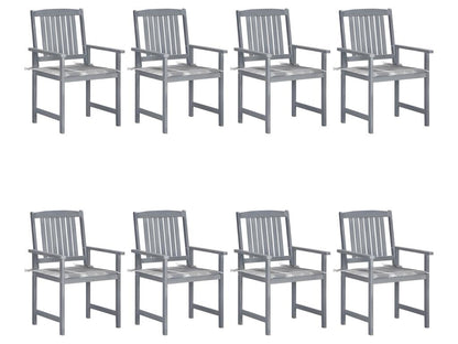 Garden chairs and cushions, set of 8, solid wood, grey