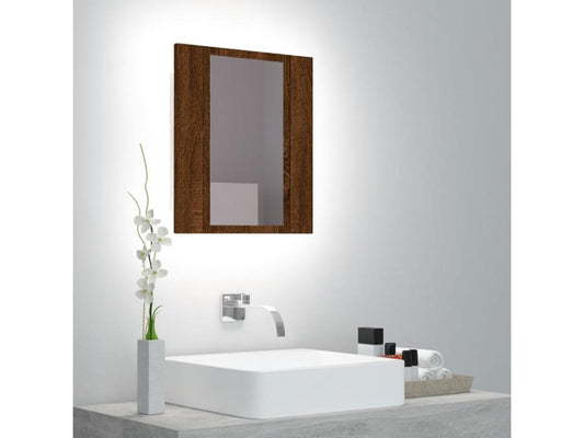 Bathroom LED mirror cabinet, brown oak, 40x12x45 cm