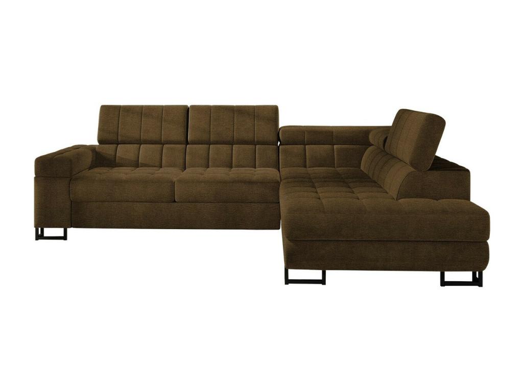 Corner sofa 232 Brown Sleeping function Bed box 271x203x71cm