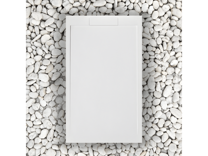 Shower tray 150x80 cm, line in resin and marble powder with marble resin side grate