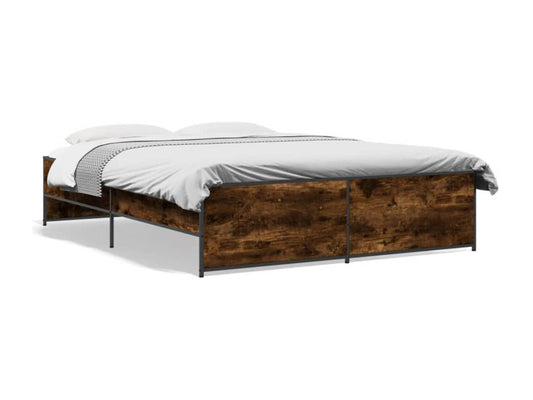 Smoked oak bed frame without mattress, 140x200 cm