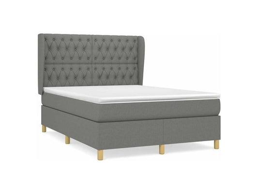 Bed base with mattress, Dark Grey, 140x200 cm, Fabric