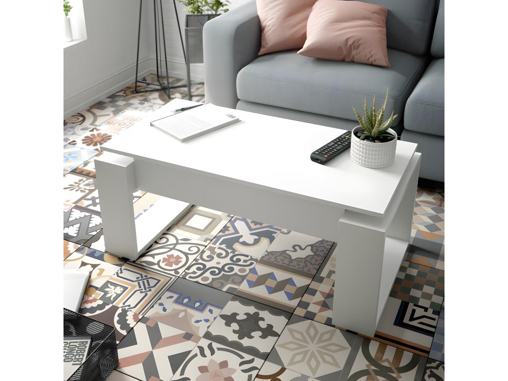 Lift-top coffee table, white - L 105 x W 55 x H 45 cm