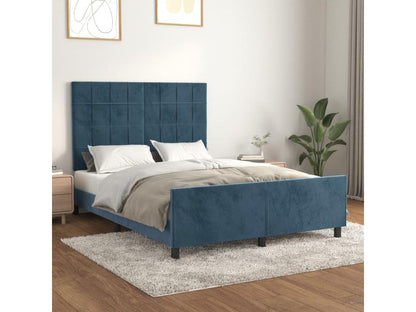 Bed frame with headboard, dark blue, 140x190 cm, velvet