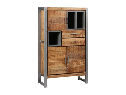 3-Door, 2-Drawer Buffet in Wood and Patinated Steel