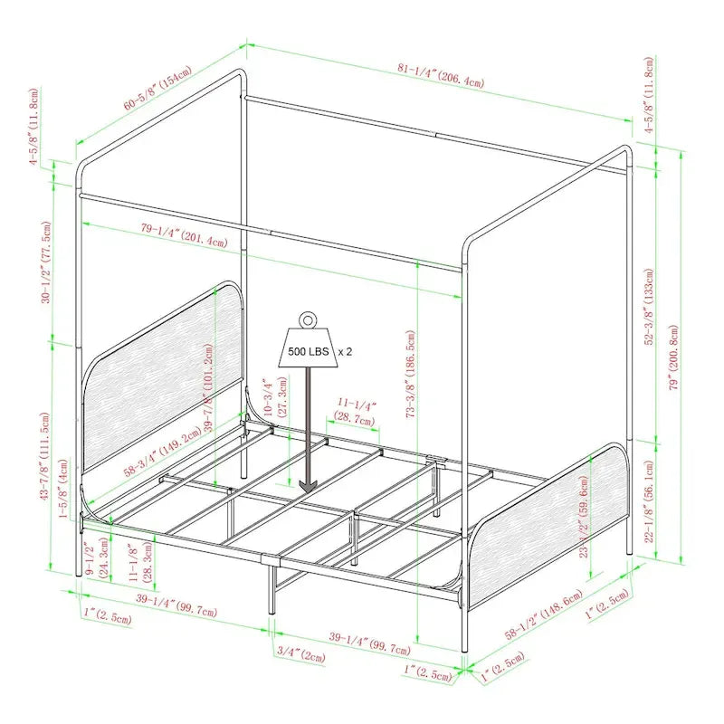 Middlebrook Designs Modern Curved Metal Queen Canopy Bed