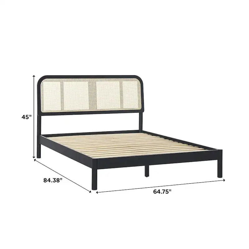 Middlebrook Designs Boho Curved Rattan Headboard Queen Bedframe