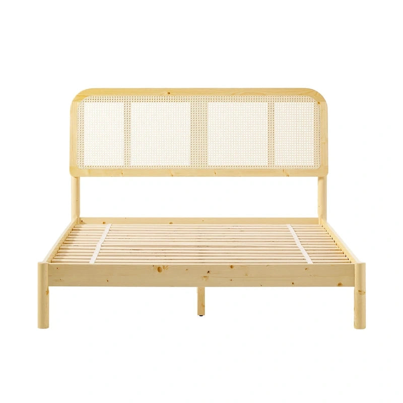 Middlebrook Designs Boho Curved Rattan Headboard Queen Bedframe