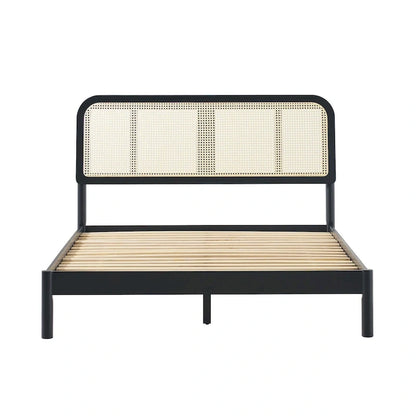 Middlebrook Designs Boho Curved Rattan Headboard Queen Bedframe