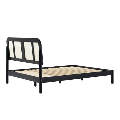 Middlebrook Designs Boho Curved Rattan Headboard Queen Bedframe