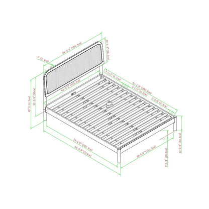 Middlebrook Designs Boho Curved Rattan Headboard Queen Bedframe