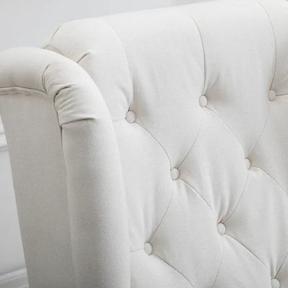 Button-Tufted Accent Chair with High Wingback, Rounded Cushioned Armrests, and Thick Padded Seat