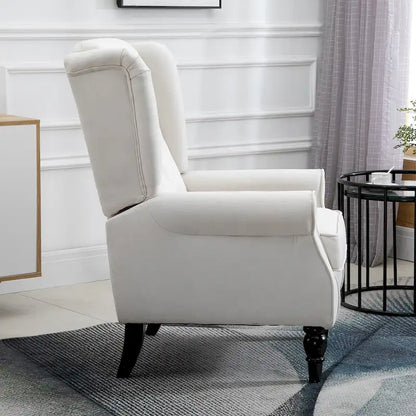 Button-Tufted Accent Chair with High Wingback, Rounded Cushioned Armrests, and Thick Padded Seat