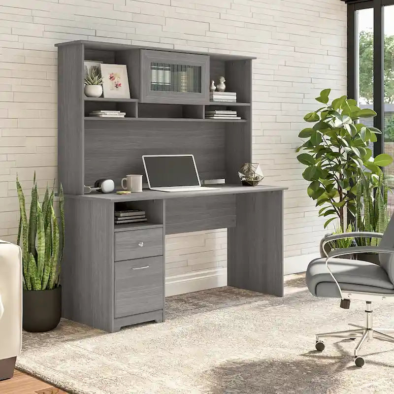Cabot 60W Computer Desk with Hutch in Espresso Oak by Bush Furniture
