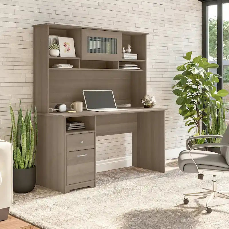 Cabot 60W Computer Desk with Hutch in Espresso Oak by Bush Furniture