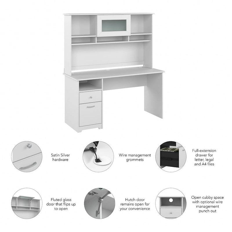 Cabot 60W Computer Desk with Hutch in Espresso Oak by Bush Furniture