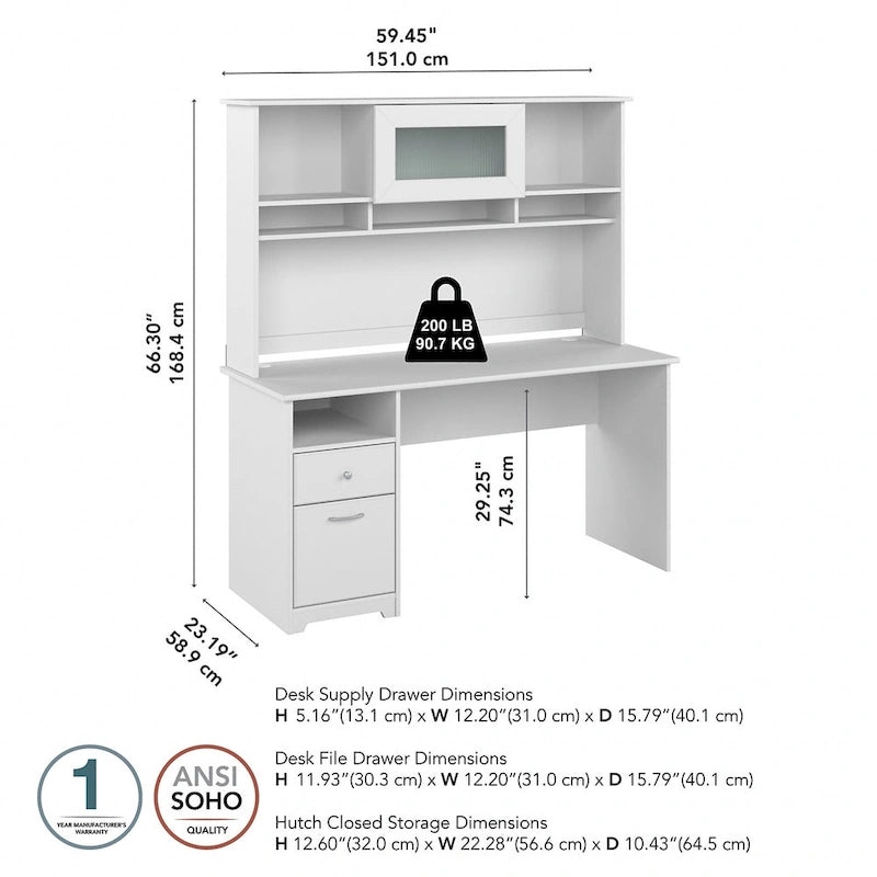 Cabot 60W Computer Desk with Hutch in Espresso Oak by Bush Furniture