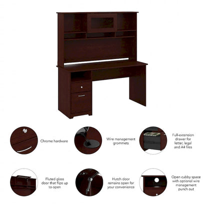 Cabot 60W Computer Desk with Hutch in Espresso Oak by Bush Furniture
