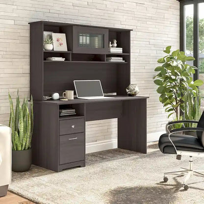 Cabot 60W Computer Desk with Hutch in Espresso Oak by Bush Furniture