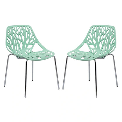 Asbury Stackable Dining Chair with Chrome Legs (Set of 2) Modern Cut-Out Design Backrest Side Chair