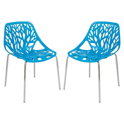 Asbury Stackable Dining Chair with Chrome Legs (Set of 2) Modern Cut-Out Design Backrest Side Chair