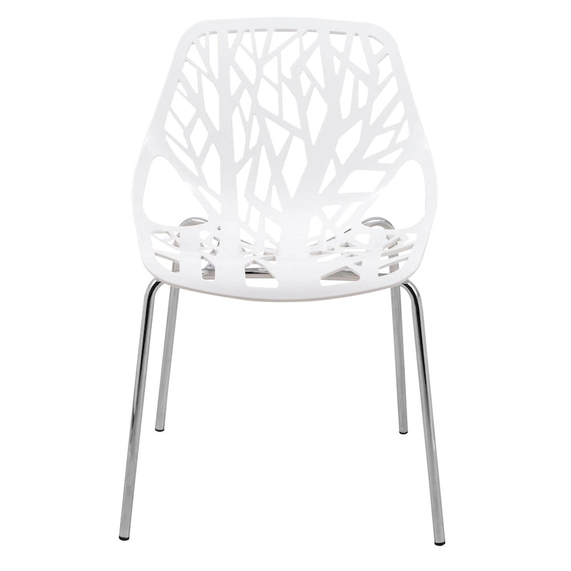 Asbury Stackable Dining Chair with Chrome Legs (Set of 2) Modern Cut-Out Design Backrest Side Chair