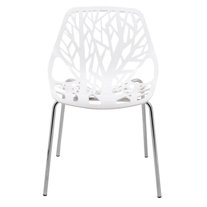 Asbury Stackable Dining Chair with Chrome Legs (Set of 2) Modern Cut-Out Design Backrest Side Chair