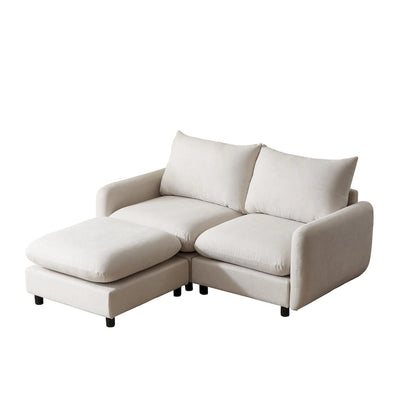 Christopher Knight Home - Evelyn Modern 2-Seater Modular Upholstery Sectional Loveseat Sofa with Ottoman