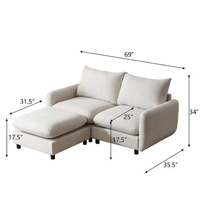 Christopher Knight Home - Evelyn Modern 2-Seater Modular Upholstery Sectional Loveseat Sofa with Ottoman