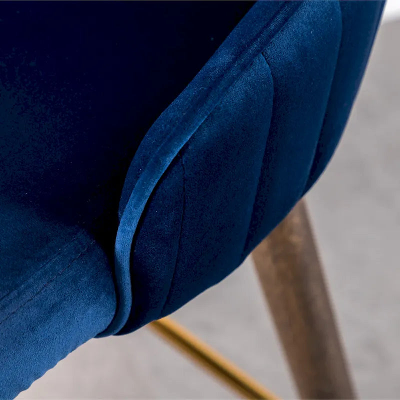 Modern Set of 2 Fabric Bar Stools with Foam-Padded Backrest Seat, Solid Wood Legs, for Kitchen Island Dining Room Living Room