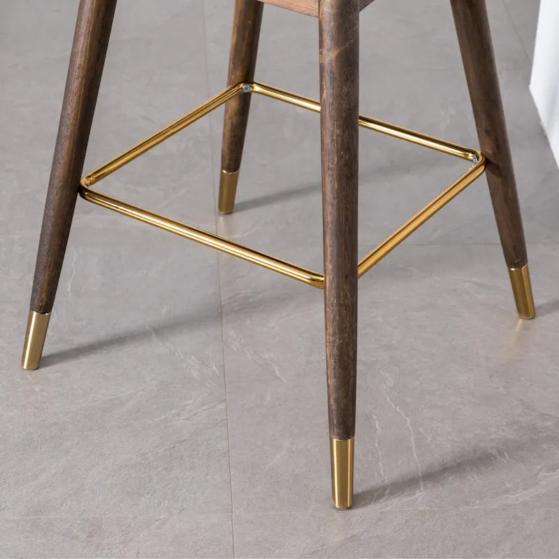 Modern Set of 2 Fabric Bar Stools with Foam-Padded Backrest Seat, Solid Wood Legs, for Kitchen Island Dining Room Living Room