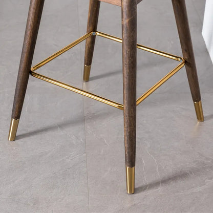 Modern Set of 2 Fabric Bar Stools with Foam-Padded Backrest Seat, Solid Wood Legs, for Kitchen Island Dining Room Living Room