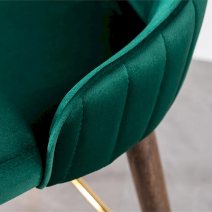 Modern Set of 2 Fabric Bar Stools with Foam-Padded Backrest Seat, Solid Wood Legs, for Kitchen Island Dining Room Living Room