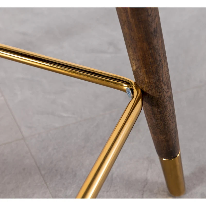 Modern Set of 2 Fabric Bar Stools with Foam-Padded Backrest Seat, Solid Wood Legs, for Kitchen Island Dining Room Living Room