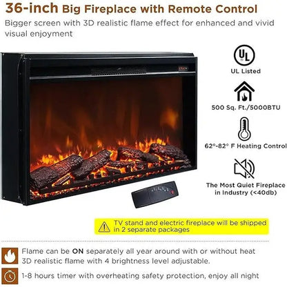 Farmhouse TV Stand with Fireplace for 80 TV, 70 Entertainment Center