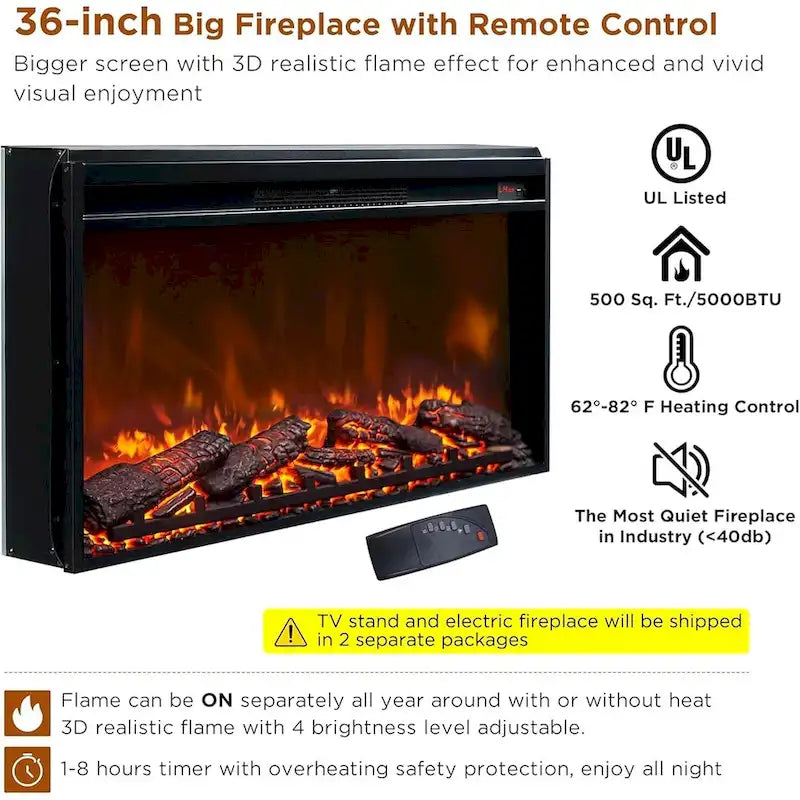 Farmhouse TV Stand with Fireplace for 80 TV, 70 Entertainment Center