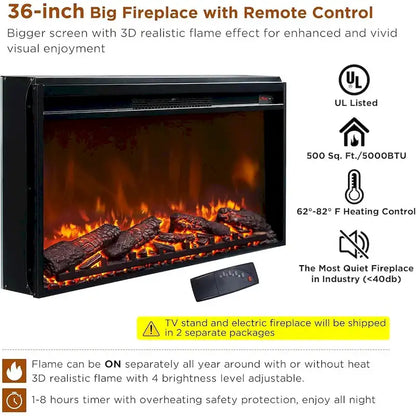 Farmhouse TV Stand with Fireplace for 80 TV, 70 Entertainment Center